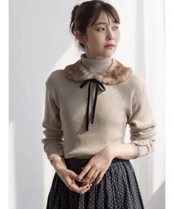 [새상품] 사만사 모스모스 유베시 티펫 포함 리브 니트