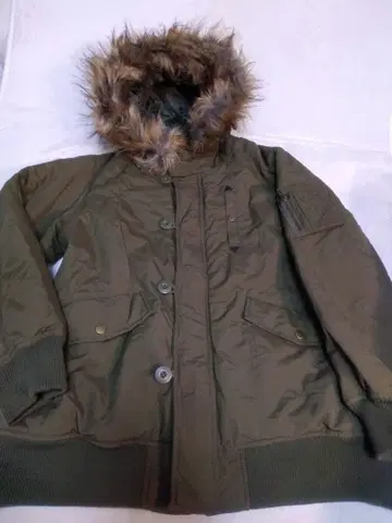 올리브 그린 퍼 후드 밀리터리 여성용 자켓 M 새상품급