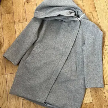 그레이 후드 부착 코트 사이즈 38