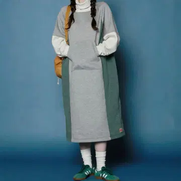 [ KRIFF MAYER ] 새상품급 하이넥 롱 원피스 후드티 멀티 컬러