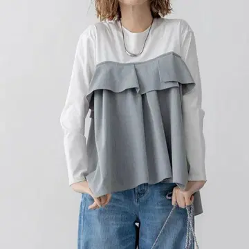 [새상품급] 23구 라이트 크로스 뷔스티에 콤비 저지 티셔츠 (M)