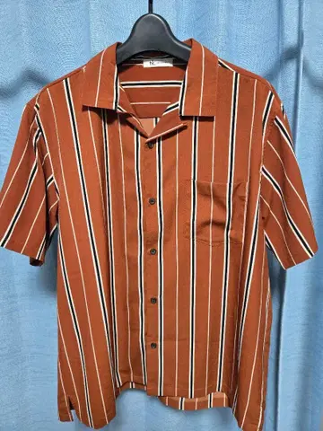 tk. TAKEO KIKUCHI 반팔 셔츠 브라운 스트라이프