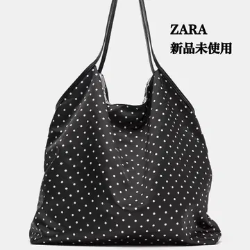 ZARA 도트 프린트 패브릭 토트백 택 포함 새상품
