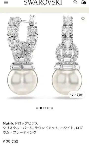 스와로브스키 Matrix 드롭 귀걸이 크리스탈 펄, 라운드컷