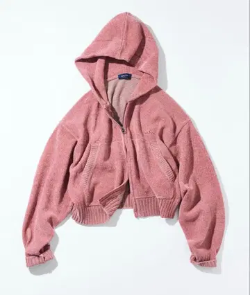 NAUTICA 후드 부착 크롭 후드티 핑크