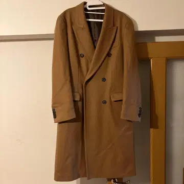 베이지 더블 브레스트 체스터 코트 이탈리아제