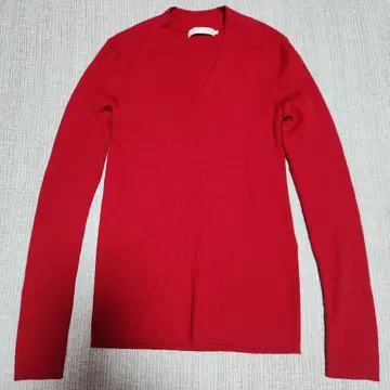 [ 새상품급 ] ICB 리브 V넥 긴팔 스웨터 레드