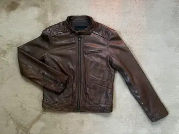 브라운 싱글 라이더 자켓