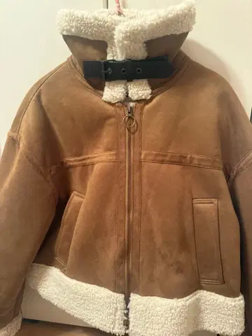 브라운 무스탕 코트 보아 자켓