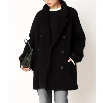 에브리데이 아이라이크 쇼트 더블 코트 블랙