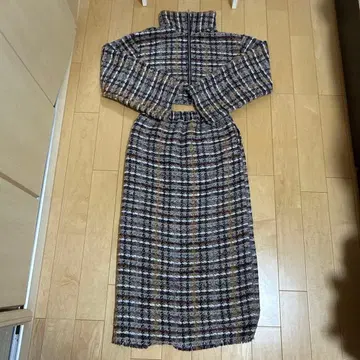 terrace 체크 무늬 니트 셋업