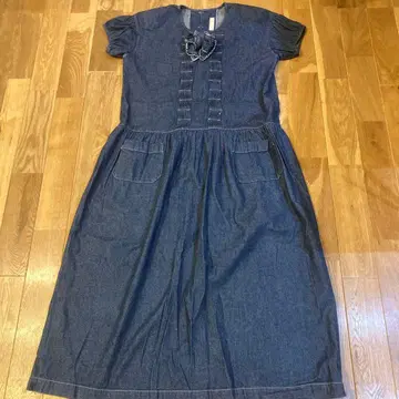 핑크하우스 데님 블루 원피스