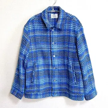 [ DEVEAUX ] 데보 바스켓 체크 트위드 파랑 자켓