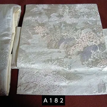 A182 이부식 만들기 오비 후쿠로 오비 이중 북 실버 계열 수목 자수