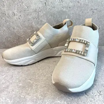 +diana 크리스탈 버클 니트 삭스 스니커즈 23.5cm 화이트