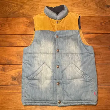 grn 다운 베스트 데님 카멜 리버서블