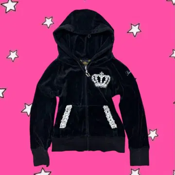 블랙 벨로아 지퍼 후드티