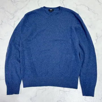 유니클로 니트 스웨터 크루넥 블루 [ S ] 캐시미어 100% 남성용