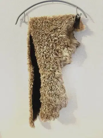 브라운 무스탕 스톨 양모 곱슬 퍼 리버서블