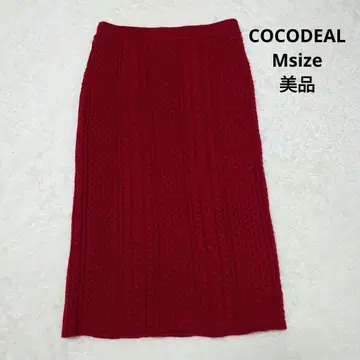 새상품급 COCO DEAL 빨간색 케이블 짜임 니트 타이트 스커트 M