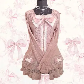 y2k axes femme 롱 가디건 리본 위시코어 히메 스타일