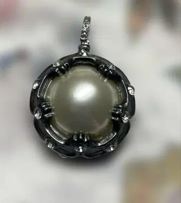 54 펄 꽃 버튼 메탈 블랙 실버 목걸이 탑