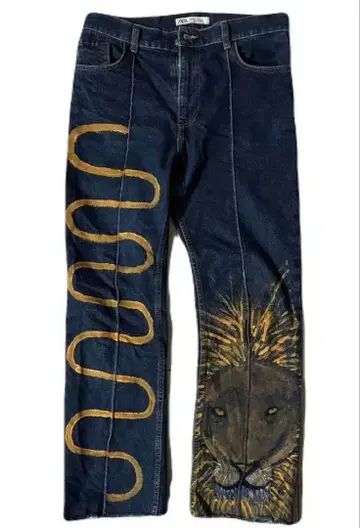 페인트 데님 오리지널 아트 리메이크 데님 팬츠 W32