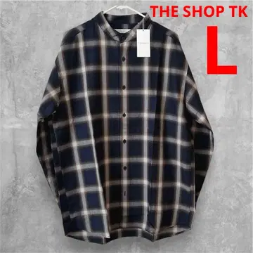 [ THE SHOP TK ] TR 옴브레 체크 밴딩 칼라 셔츠 긴팔