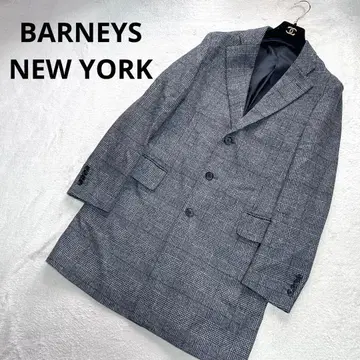 BARNEYS NEW YORK 글렌체크 체스터 코트 그레이 48