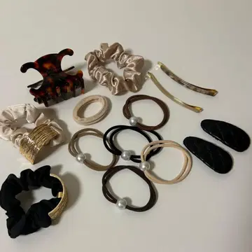 [ 미사용 새상품 ] 헤어 액세서리 세트 밴딩 클립 스크런치 핑