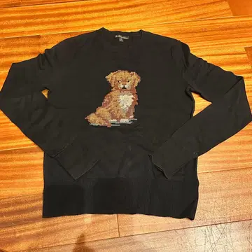 Brooks Brothers 개 자수 블랙 니트 스웨터