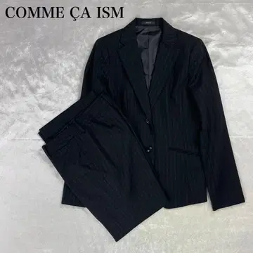 [컨디션 최상] 컴시즘 수트 셋업 L 블랙 스트라이프 플레어 팬츠