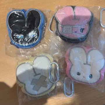 beco+81 엉덩이 귀 토끼 페이스 파우치 세트 아트 에모셔널