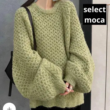 select moca 오버사이즈 허니콤 니트 그린