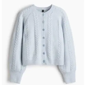 [택 포함 새상품] H&M 케이블 짜임 가디건 스카이블루 S 완판