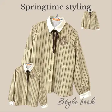 스트라이프 패턴 긴팔 블라우스 ( TURTLEPUT )