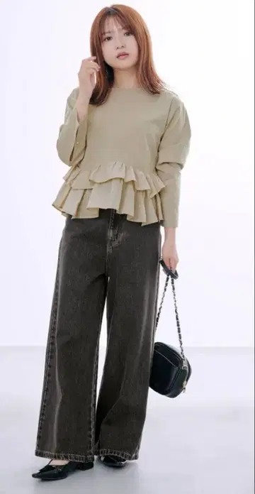 KUROKI DENIM 플레어 와이드-short-M/워시 블랙