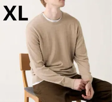 유니클로 남성용 메리노울 크루넥 스웨터(긴팔) XL 베이지