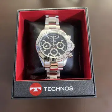 TECHNOS 크로노그래프 시계 블랙/실버