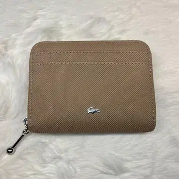 [미사용] 라코스테 베이지 지퍼 컴팩트 지갑