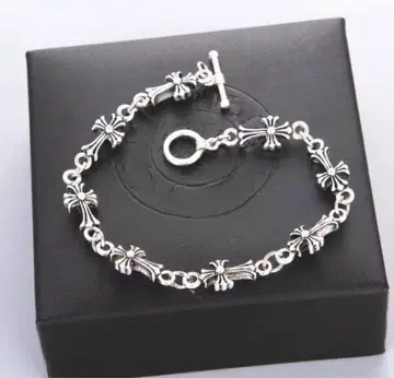 실버 꽃 모티브 팔찌