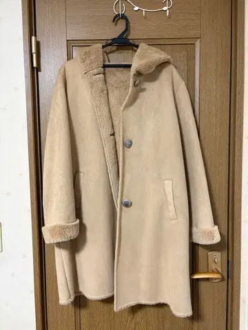 DURER 후드 부착 베이지 롱 코트 L 사이즈