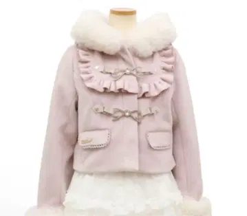 LIZLISA 비쥬 리본 숏 후드 코트 핑크