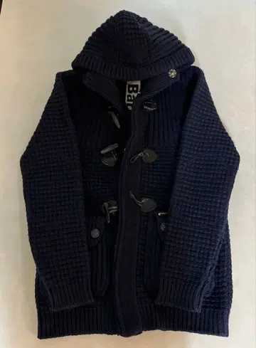 네이비 후드 부착 더플 코트