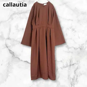 카라 우티아 긴팔 셔츠 원피스 롱 기장 심플 L 넉넉한 브라운