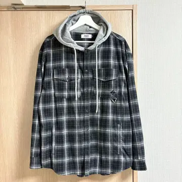 HOODHOOD 체크 후드 부착 셔츠