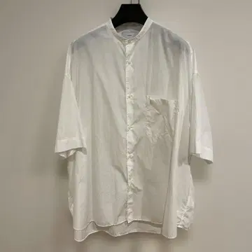 그라프 페이퍼 오버사이즈 밴드 칼라 셔츠 브로드 화이트 반팔 O