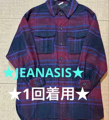 최저가 지나시스 JEANASIS 샤기 BIG 셔츠 코트 빨간색 체크