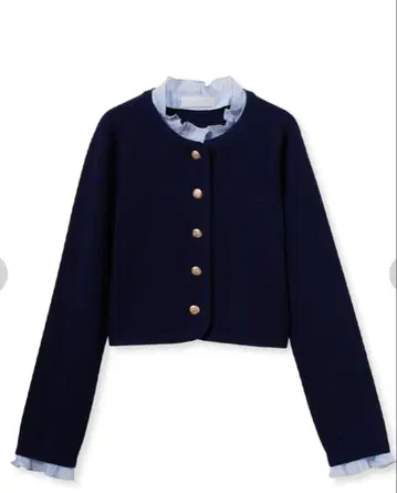 CELFORD 프릴 탈부착 가디건 NVY