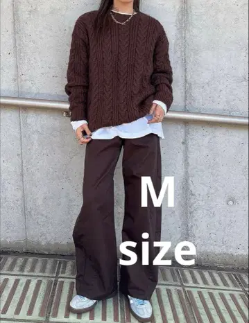 시마무라 kaoru 컬러 배럴 팬츠 M 사이즈 브라운